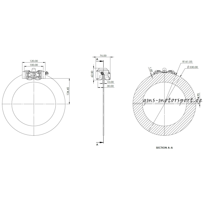 Pinza freno radiale HEL a 4 pistoncini MK-I (1 coppia), 100 mm