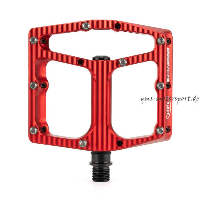 HEL x Carder TenFour Billet Flat Pedale - Helfire Red