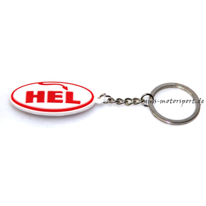 Portachiavi HEL, bianco, con anello in metallo