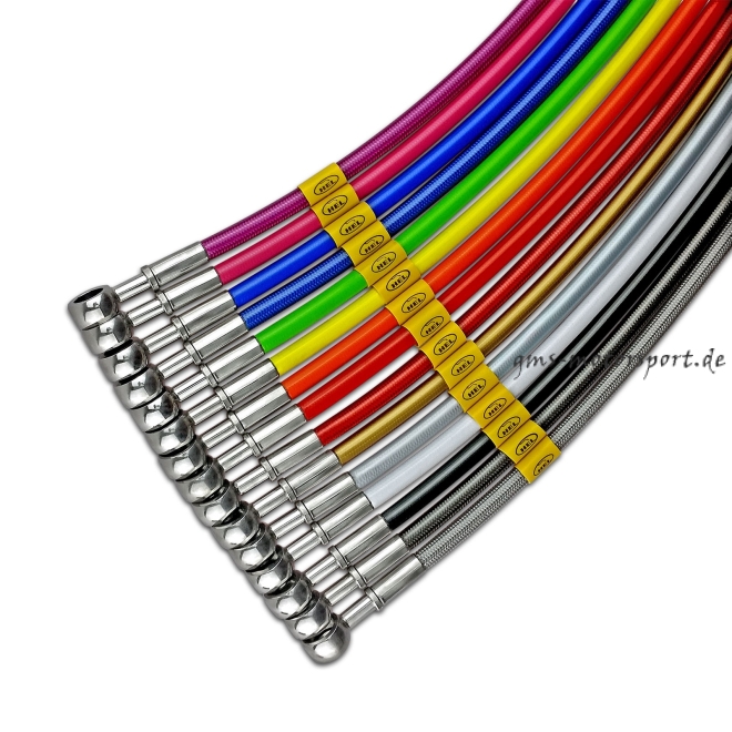 Tubo freno in acciaio intrecciato HEL - KTM 125 / 150 / 250 / 350 / 450 SX - SX-F (-) (2009-2015) - MX ruota anteriore - 1 pezzo, (SX) come originale (w. ABE)