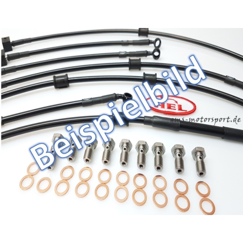 Kit tubi freno su misura per moto, anteriore + posteriore, 5 pezzi, con certificato di omologazione o ABE