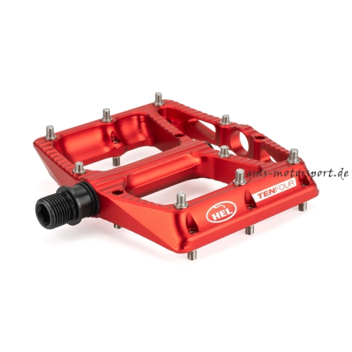 HEL x Carder TenFour Billet Flat Pedale - Helfire Red