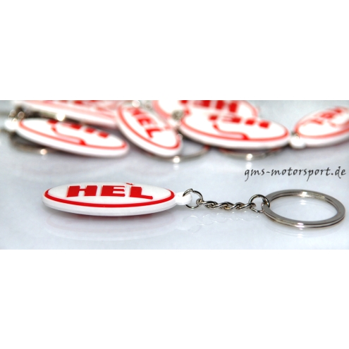 Portachiavi HEL, bianco, con anello in metallo
