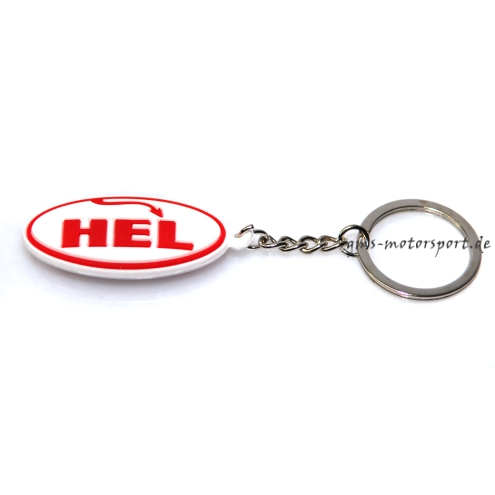 Portachiavi HEL, bianco, con anello in metallo